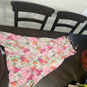 Hollister Pink Floral Maxi Skirt with Orange Blooms